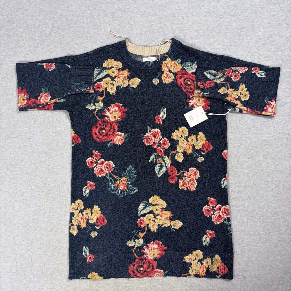 LC Lauren Conrad Navy Floral Print Knit Sweater Dress XL